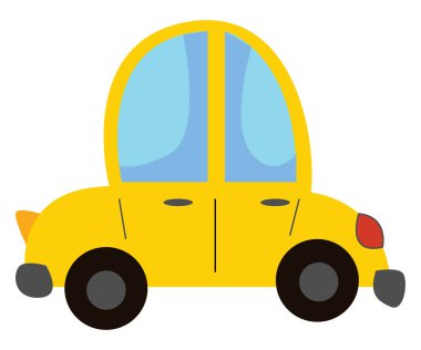 Yellow car hand drawn design, illustration, vector on white back