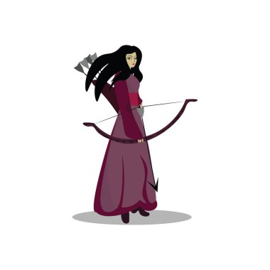 Bir okçu kız , vektör veya renk illüstrasyon