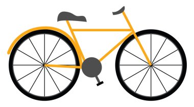 Yellow bicycle , vector or color illustration