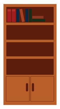 Wooden bookcase , vector or color illustration