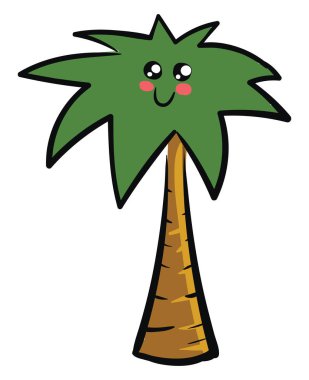 Sevimli palmiye ağacı , vektör veya renk illüstrasyon