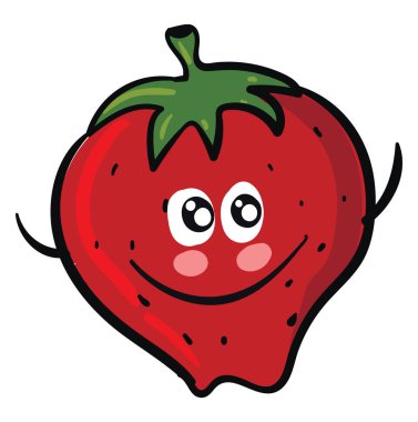 Mutlu çilek , vektör veya renk illüstrasyon