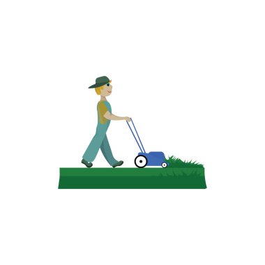 Çim biçme makinesi, vektör veya renk illüstrasyon