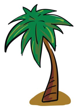Beyaz bir arka plan üzerinde toprak üzerinde bir palmiye ağacının Clipart, v