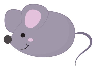 Karikatür gri fare / Sevimli küçük karikatür fare, vektör veya renk il