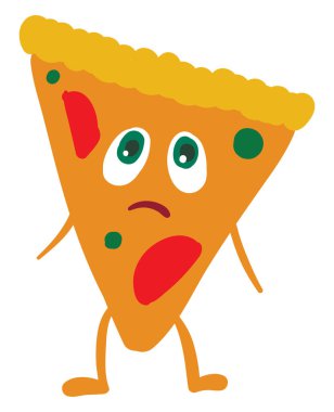 Üzgün bir pizza, vektör veya renk illüstrasyon Emoji