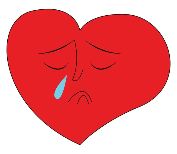 Heart crying hand drawn design, illustration, vector on white ba — Stock Vector