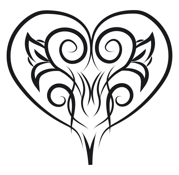 Ornamento cuore disegnato a mano disegno, illustrazione, vettore su bianco — Vettoriale Stock