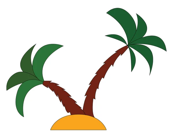 Dwa palmy na piasku, ilustracja, wektor na białym ekspresyjne — Wektor stockowy