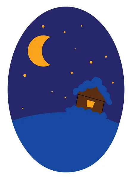 Noche de invierno dibujado a mano diseño, ilustración, vector en blanco ba — Vector de stock