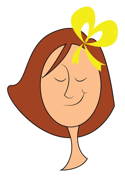Chica con arco amarillo dibujado a mano diseño, ilustración, vector en — Vector de stock