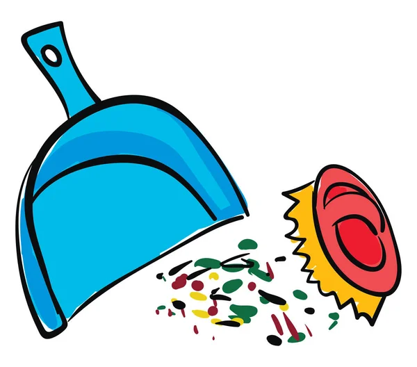 DUSTPAN és kefe, vektor vagy színes illusztráció — Stock Vector