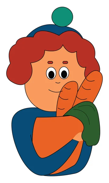 Jongen met brood, vector of kleur illustratie — Stockvector