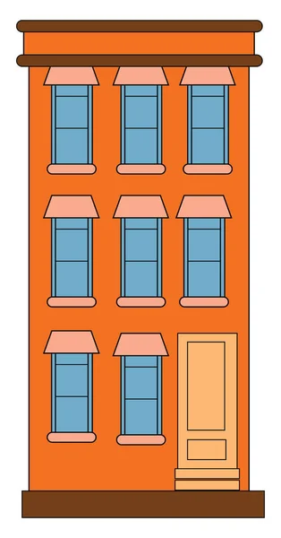 Un edificio arancione a tre piani, vettore o illustrazione a colori — Vettoriale Stock