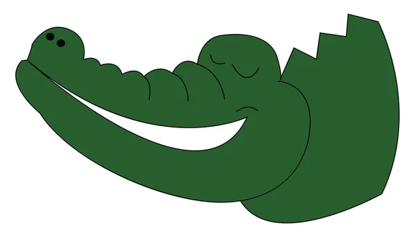 Сплячий зелений крокодил, векторна або кольорова ілюстрація — стоковий вектор