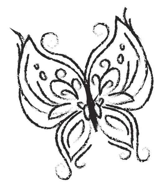 Ein schwarzer Schmetterling, Vektor oder Farbabbildung — Stockvektor