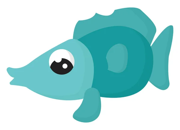 Roztomilá modrá ryba, vektorová nebo barevná ilustrace — Stockový vektor