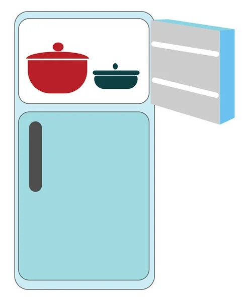 Голубой холодильник, вектор или цветная иллюстрация — стоковый вектор