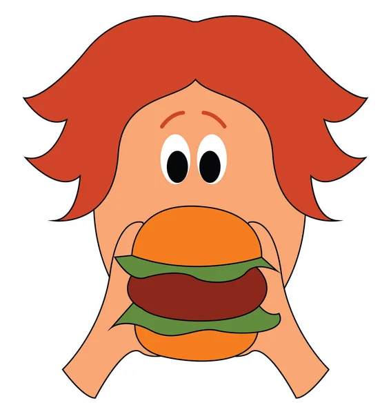 Guy a burger, vektor vagy színes illusztráció — Stock Vector