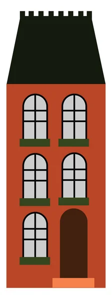 Un edificio de color naranja alto, vector o ilustración en color — Vector de stock