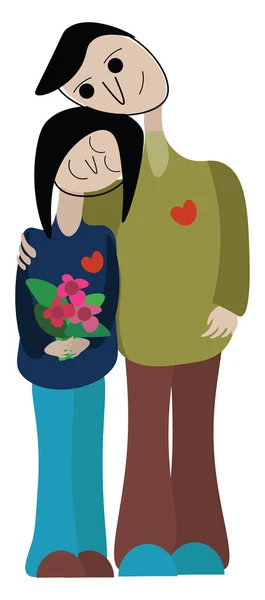 Carino immagine cartone animato degli amanti appoggiando la testa su ogni o — Vettoriale Stock