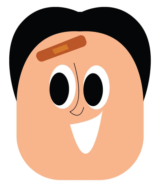 Clipart twarzy chłopca kreskówki noszenia bandaid w jego fo — Wektor stockowy
