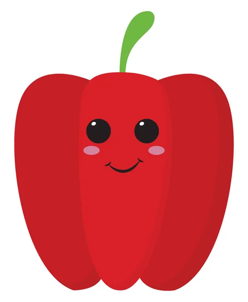 Emoji du poivron rouge souriant / Cartoon capsicum, vecteur ou — Image vectorielle