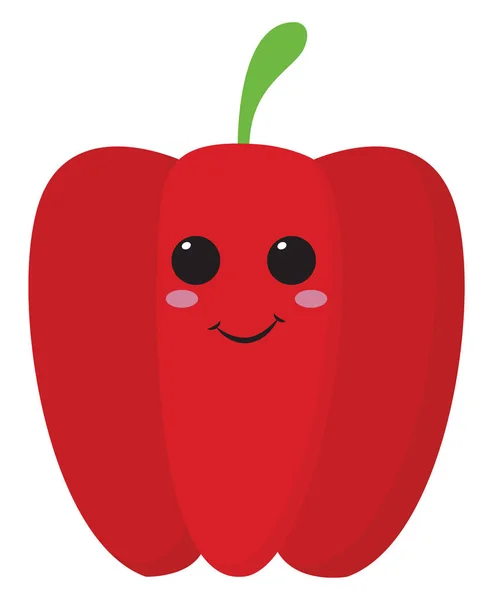 Emoji gülümseyen kırmızı biber / Karikatür capsicum, vektör veya — Stok Vektör