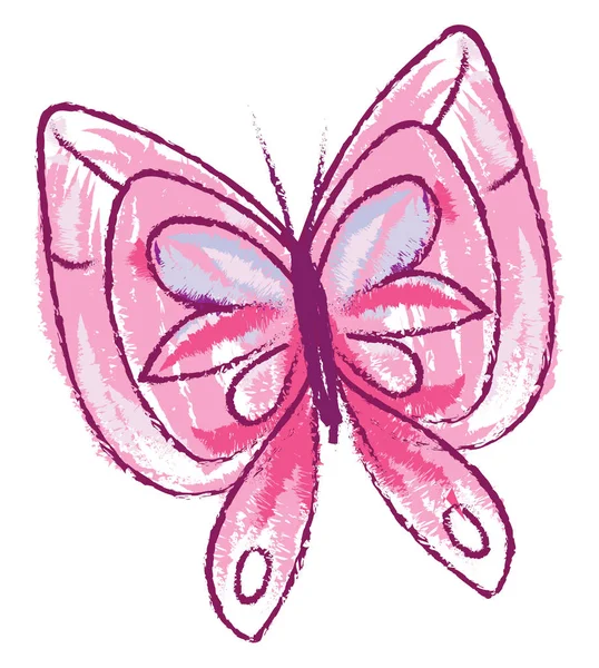 Dessin d'un papillon rose isolé sur fond blanc vu — Image vectorielle