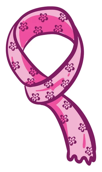 可愛いピンク色の長い花柄のスカーフの絵、ベクトル — ストックベクタ