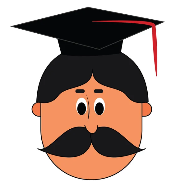 Cartoon face of a professor wearing a hood, vector or color illu — Stock Vector