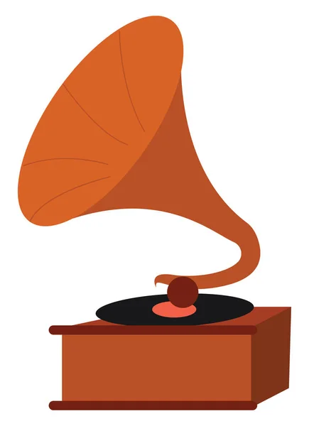 Clipart of the brown record player, vintage / Cylinder phonograph , — стоковый вектор