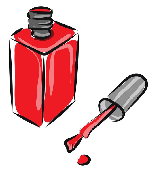Clipart do frasco de manicure vermelho com a tampa aberta, vetor — Vetor de Stock