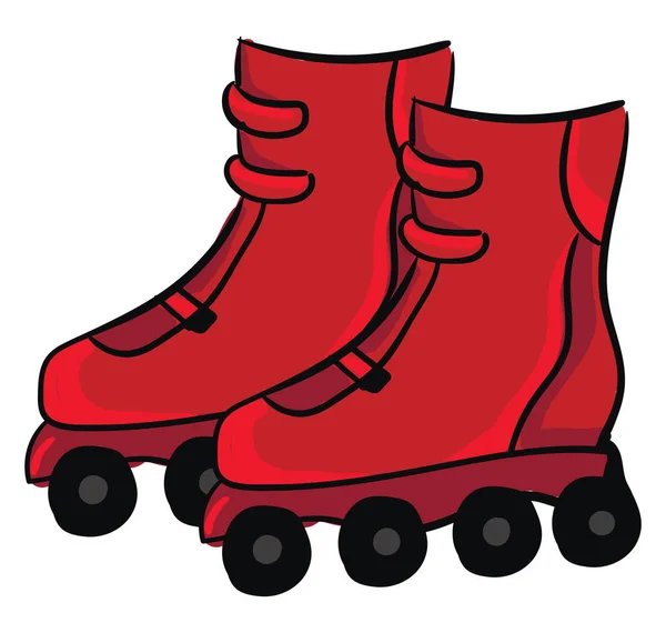 Clipart van de rood-gekleurde rolschaatsen set geïsoleerd op wit b — Stockvector