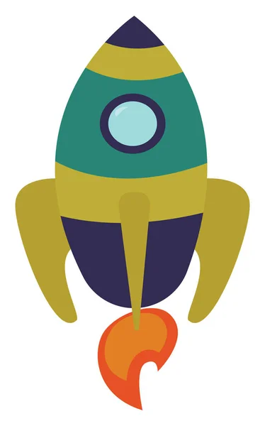 Imagen de dibujos animados de un lindo cohete en vuelo, vector o color — Vector de stock