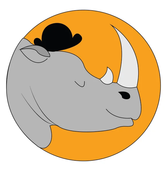 Retrato de rinoceronte de dos cuernos con una gorra de verano negro, ve — Vector de stock