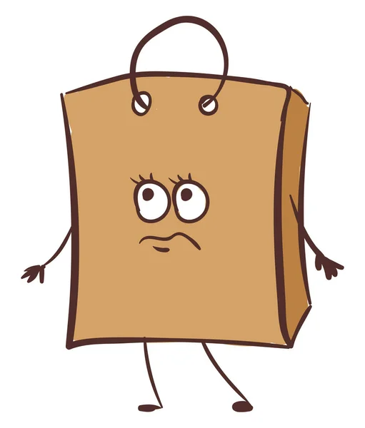 Emoji av en sorglig brun papperskasse, vektor eller färg illustration — Stock vektor
