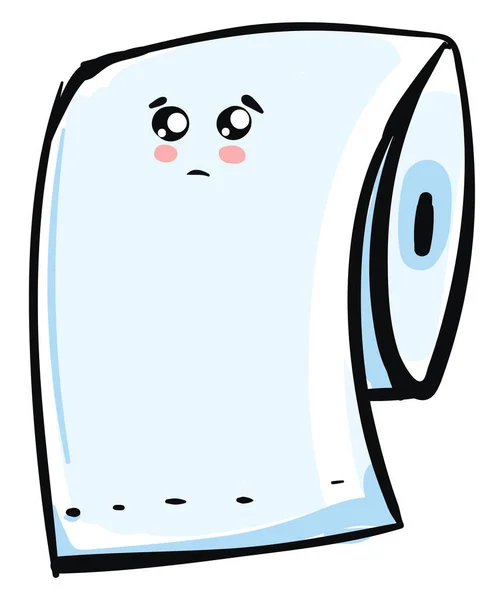 Emoji de um triste pacote de cor azul de papel higiênico, vetor ou c — Vetor de Stock