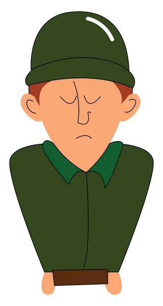 Emoji du triste soldat, vecteur ou illustration couleur — Image vectorielle
