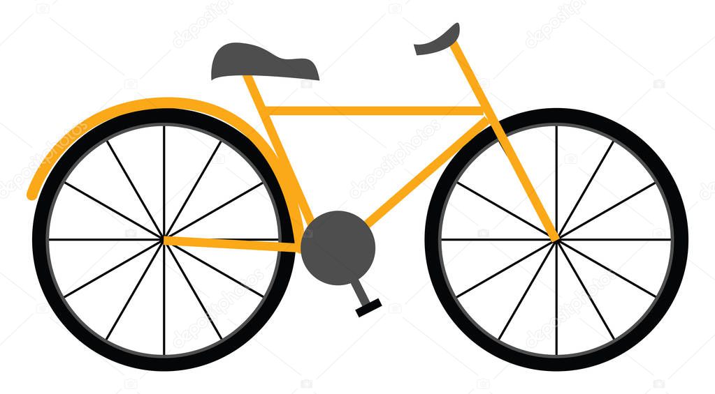 Yellow bicycle , vector or color illustration