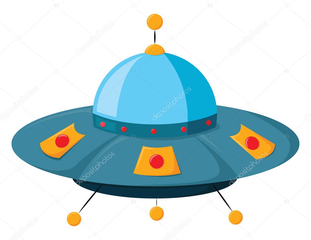 Blue ufo , vector or color illustration