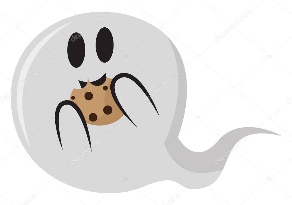 Ghost with cookie , vector or color illustration