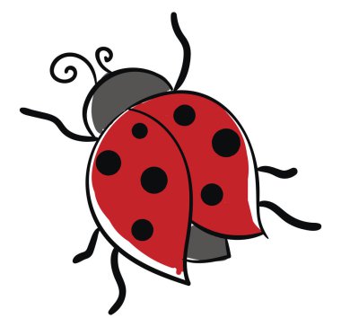 Beyaz arka plan, vektör veya col üzerinde Karikatür sevimli küçük uğur böceği