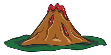 Aktif Volkan, vektör veya renk illüstrasyon. 