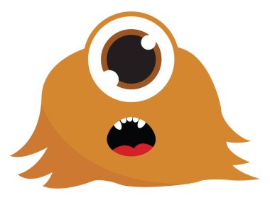 Kahverengi tek gözlü canavar, vektör veya renk illüstrasyon. 