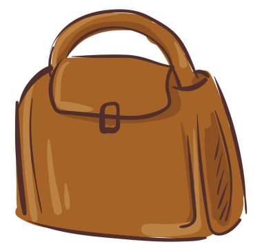 Kahverengi çanta, vektör veya renk illüstrasyon. 