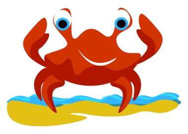 Yengeç, vektör veya renk illüstrasyonu. 