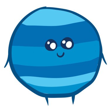 Yüz, vektör veya renk illüstrasyonlu sevimli Neptün. 