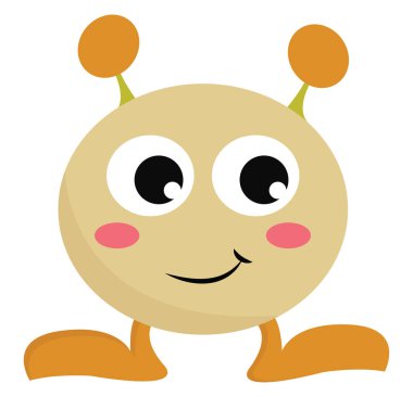 Sevimli daire canavar, vektör veya renk illüstrasyon. 