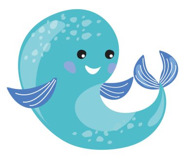 Mavi Yunus, vektör veya renk illüstrasyon. 